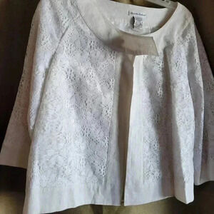 Vintage Alexander Bartlett Linen &Rayon Jacket overlay Lace Large